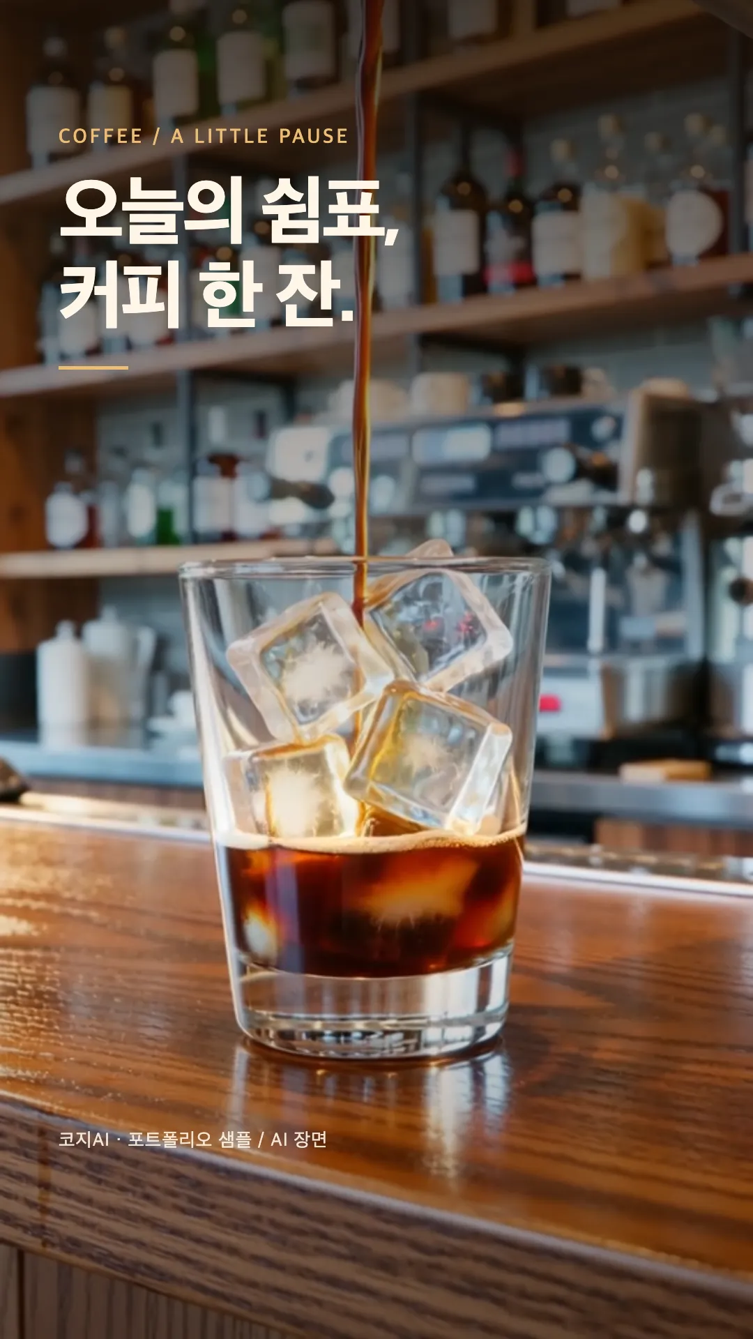 카페 홍보 쇼츠의 따뜻한 커피 장면